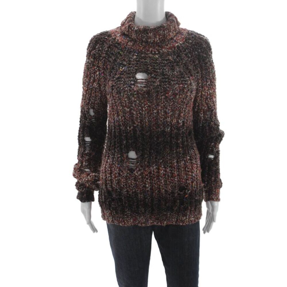 Mr & Mrs Italy Unisex Brown 100% Cashmere Turtleneck Pullover Long Sleeve Size S
